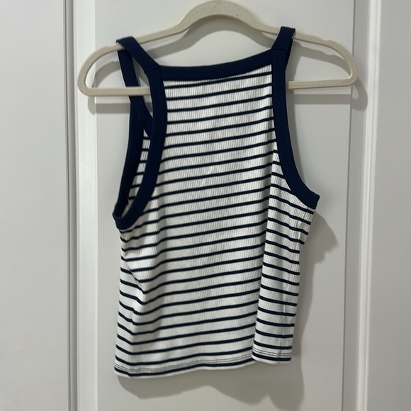 NWOT J.crew‎ Striped Navy and White Button-Up Tank Top - Picture 6 of 9